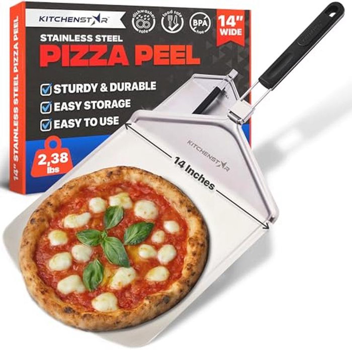 14" Pizzapel met Niet-geperforeerde Blad - Ideaal voor Thuis en Professioneel Gebruik