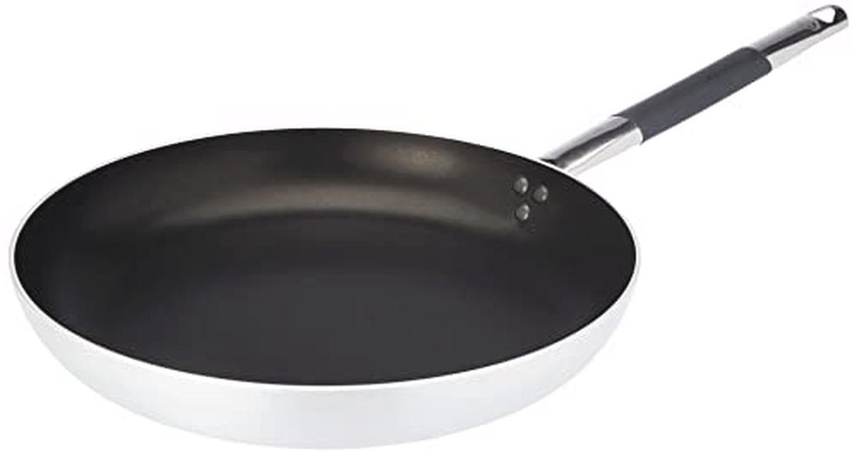 Plat Aluminium Kookpan met Roestvrijstalen Handgreep - 32 cm