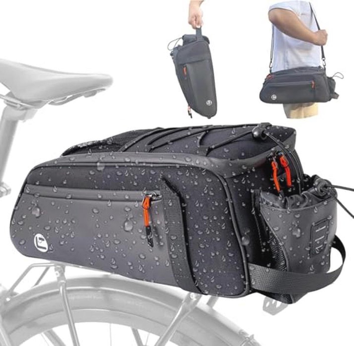 Waterdichte 8L Fietstas Achter - Reflecterende Tas met Waterfles Houder en Schouderriem voor Reizen en Woon-werkverkeer