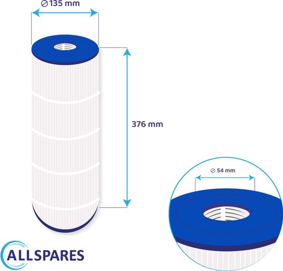 Filtre à eau AllSpares pour spa/piscine compatible avec PLBS75 / SC777 / 50651 / FC-2971 / C-5374 (Ø135x376mm)
