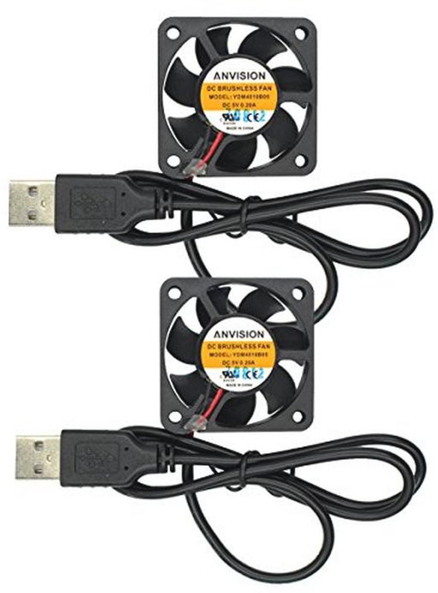Ventilator 40 x 40 x 10 mm met dubbele kogellagers en USB-kabel - 2 stuks