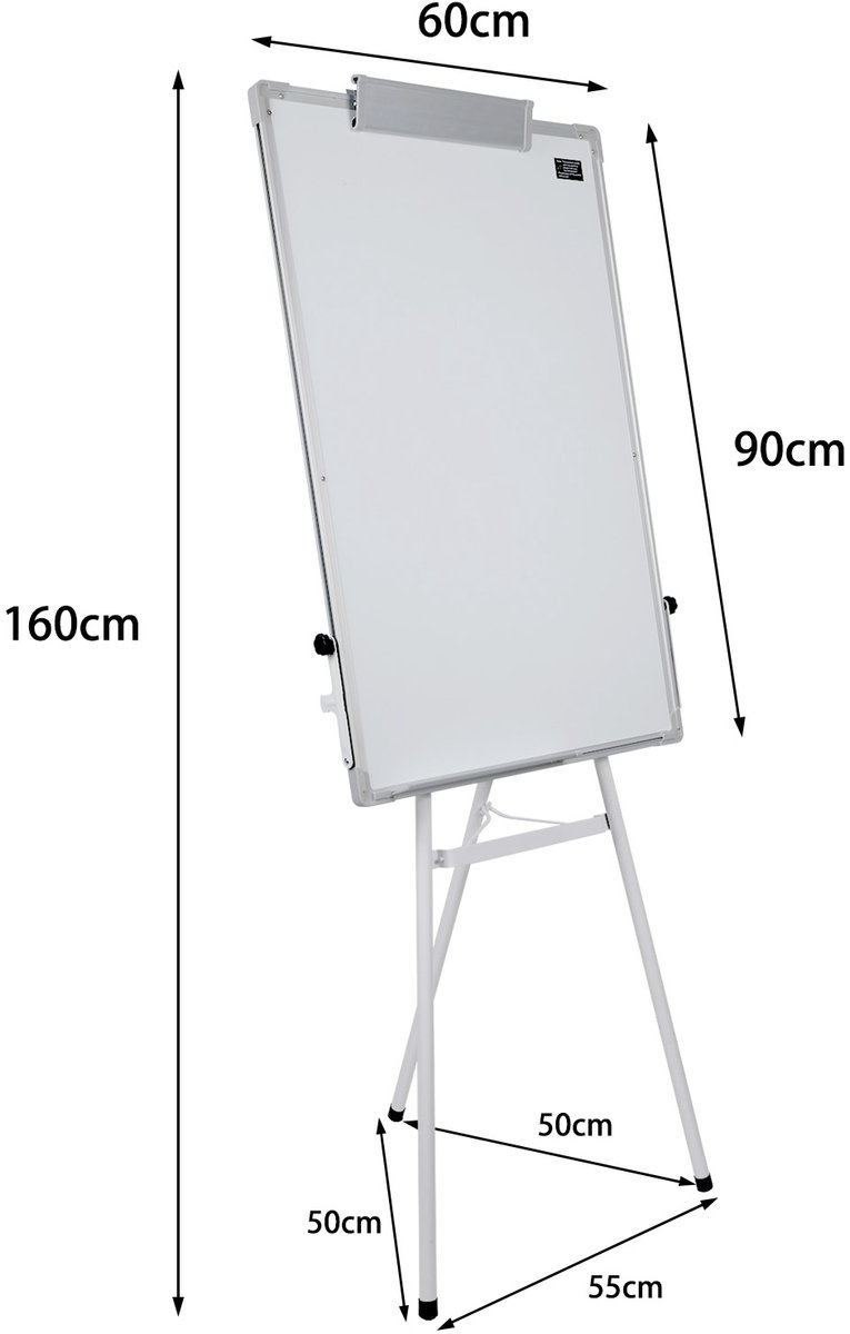 PIPIPOXER- Flip-over 60 x 90 cm, in hoogte verstelbaar Ezel Pennenbakje-Wit thumbnail 6