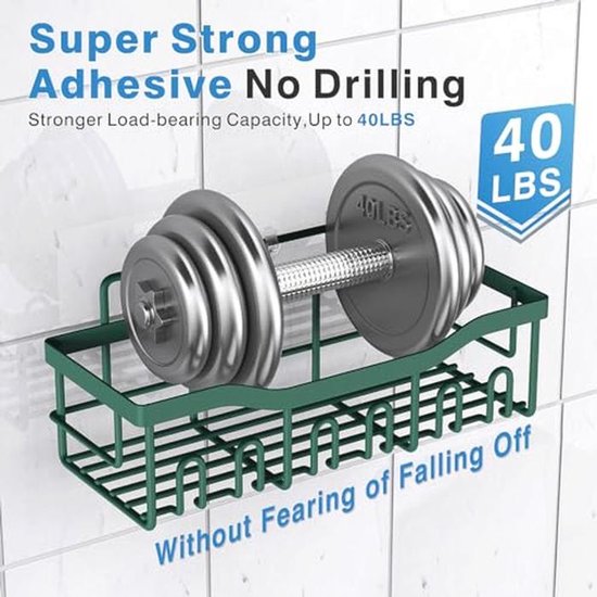 Zelfklevende Douche-organizer 5-pack voor Badkamer en Keuken - Roestvrijstalen Doucheplanken zonder Boren