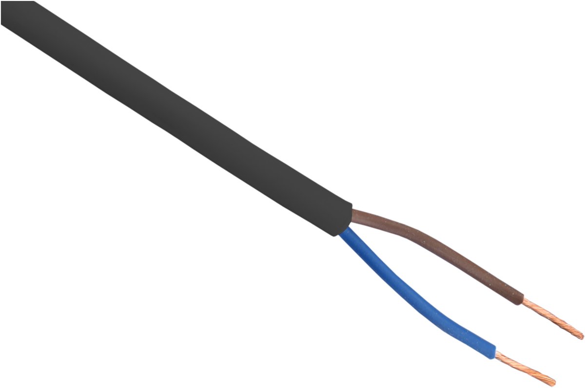 Huishoudsnoer - VMVS - belastbaar tot 1200W - 2 x 0.75 mm² - 100 m - zwart