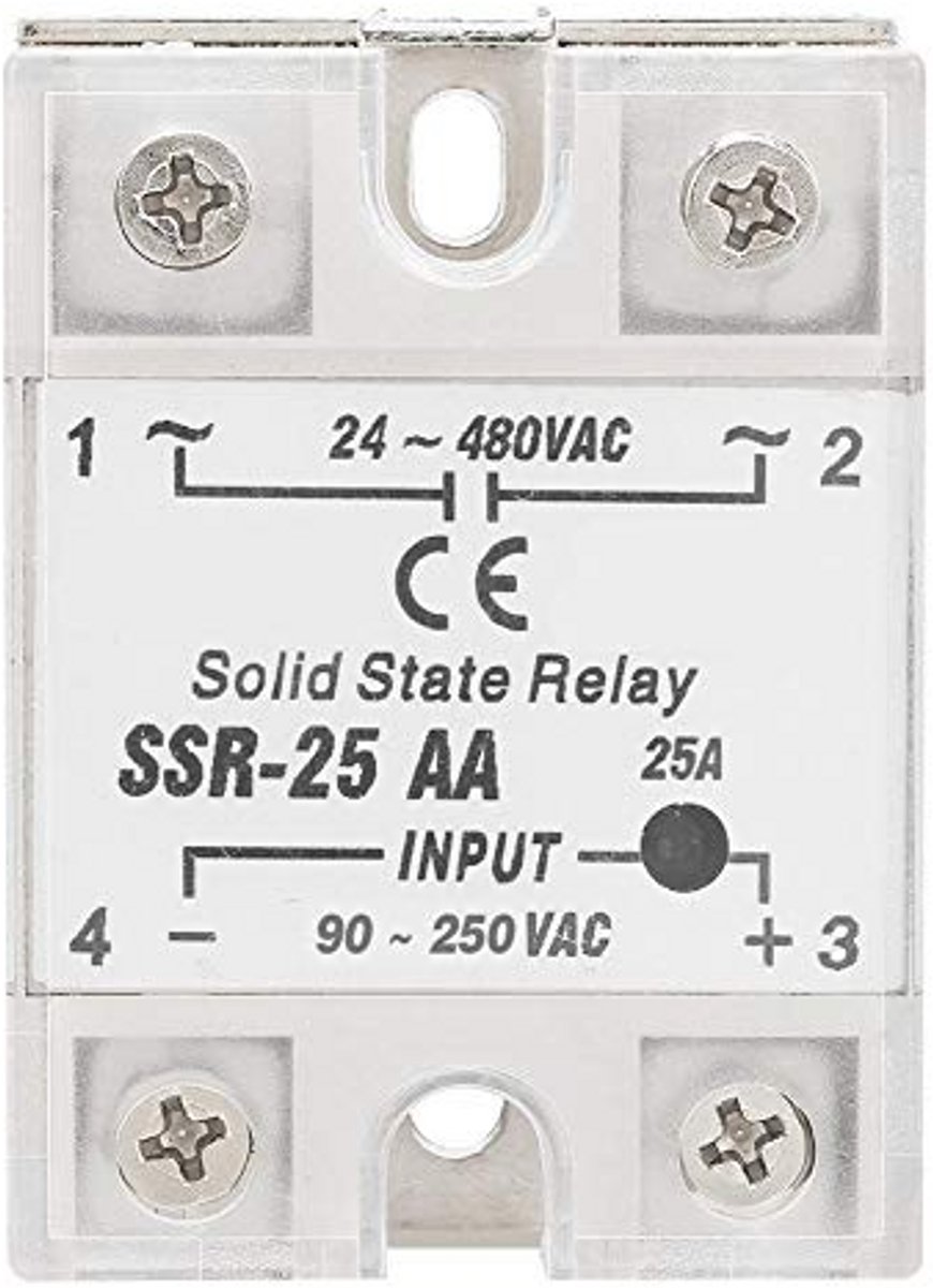 Halfgeleiderrelais 25A - SSR AC-AC-module voor 90-250V AC ingang en 24-480V AC uitgang