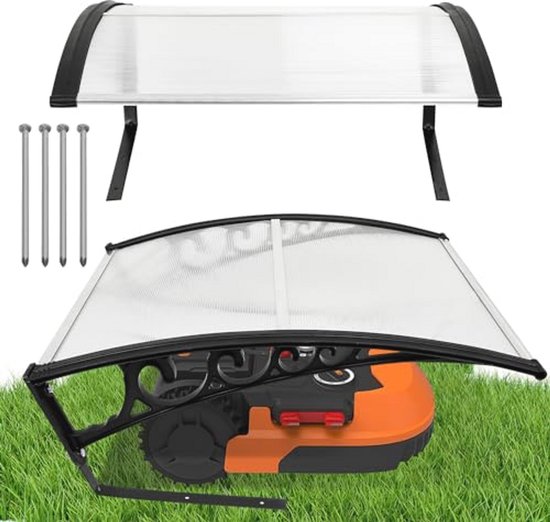 Garage voor robotmaaier, weerbestendig, UV-bestendig polycarbonaat, metalen standaard, 105x85x50 cm