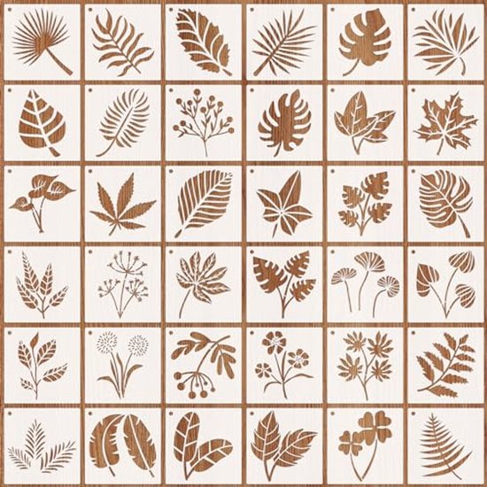 16 Stuks Tropische Blad Sjablonen - Herbruikbaar Schildersjabloon Voor Muur Patroon - Doe-Het-Zelf Ambachtelijke Stencils Voor Schilderen