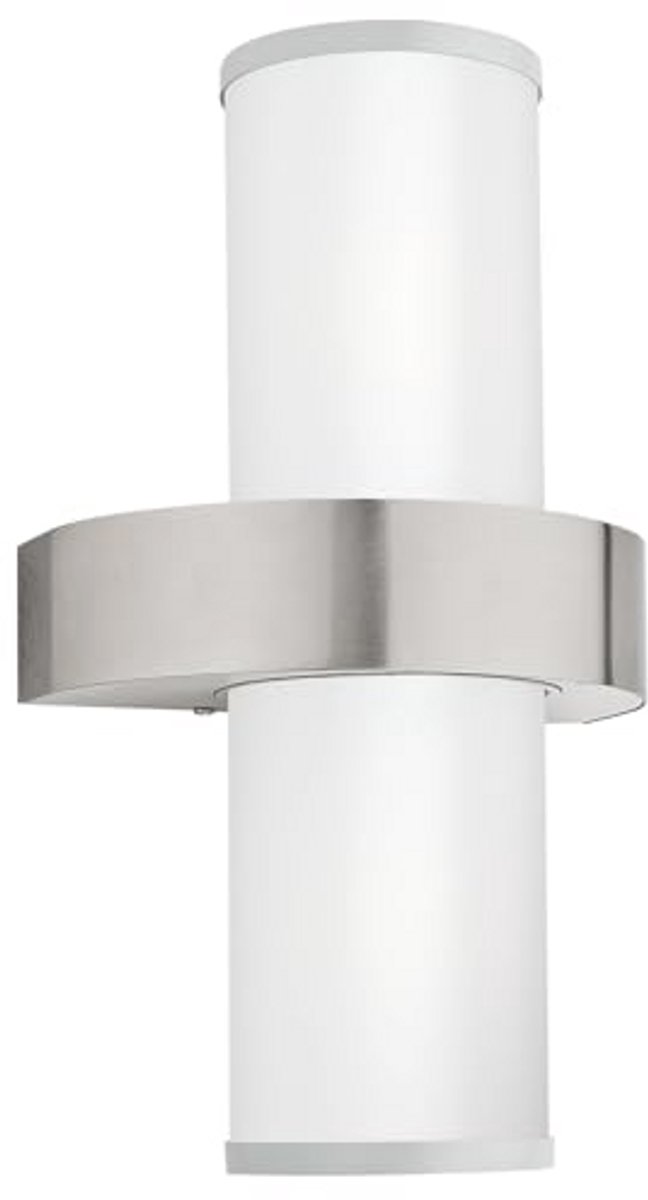 Buitenwandlamp met 2 lichtbronnen van roestvrij staal en wit gesatineerd glas - IP44, E27-fitting