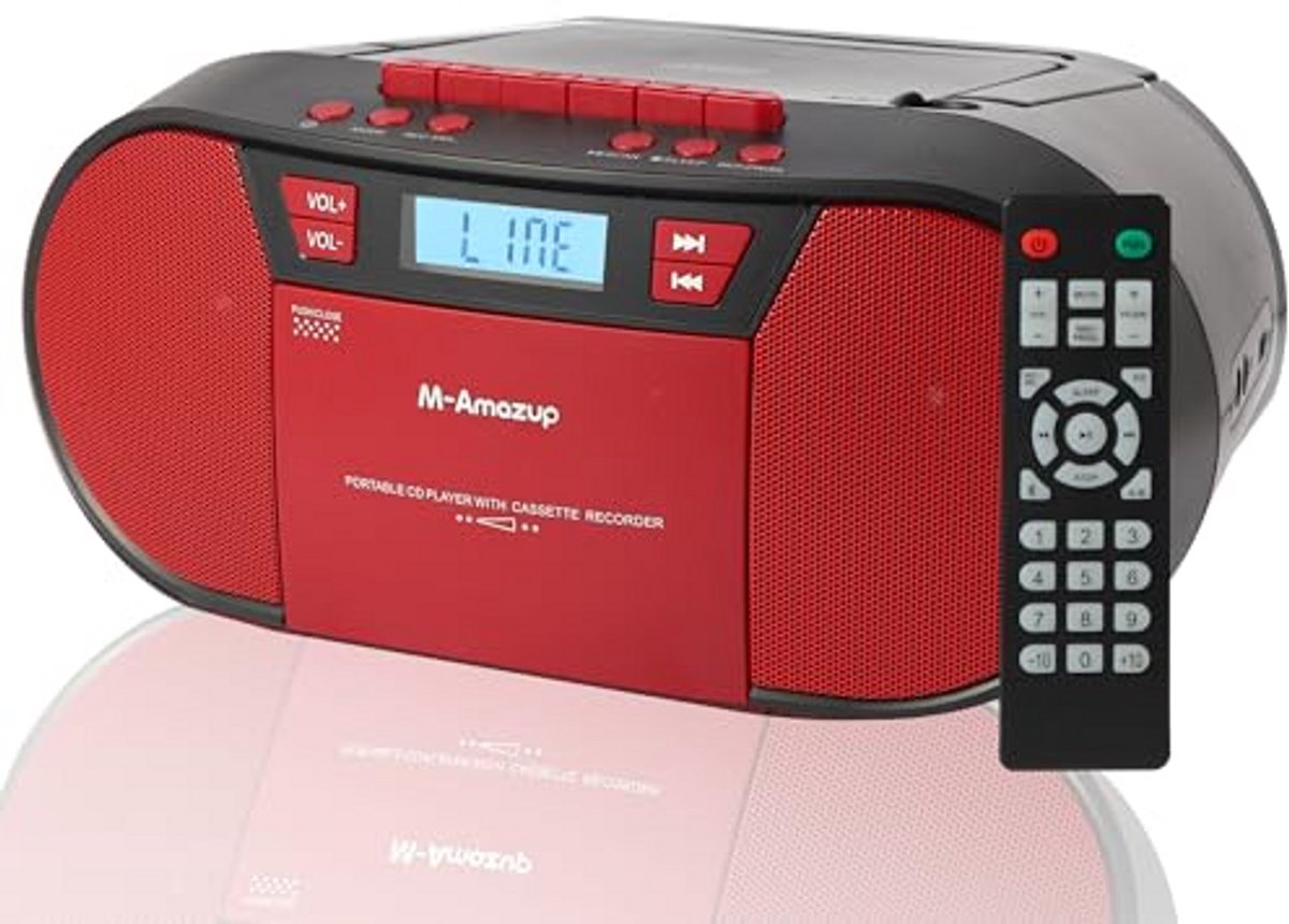 Draagbare CD-speler en cassettespeler met Bluetooth en FM-radio