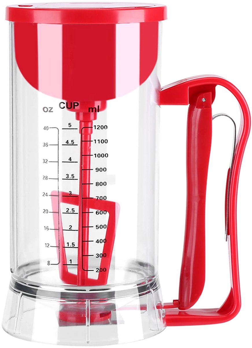 Beslagmixer, draadloze elektrische pannenkoekenbeslagdispenser, op batterijen werkende cakebeslagscheider, pannenkoeken-cupcake-wafelbeslagmachine