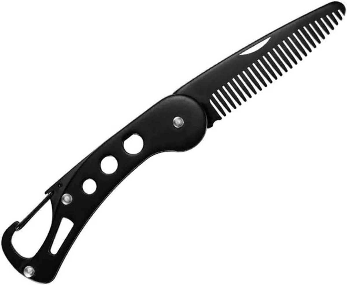 Roestvrijstalen Opvouwbare Baardkam voor Mannen - Multifunctionele Antistatische Kam voor Snor Styling