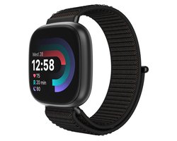 Nylon bandje - Geschikt voor Fitbit Sense/ Versa 3/ Versa 4/ Sense 2 - Zwart