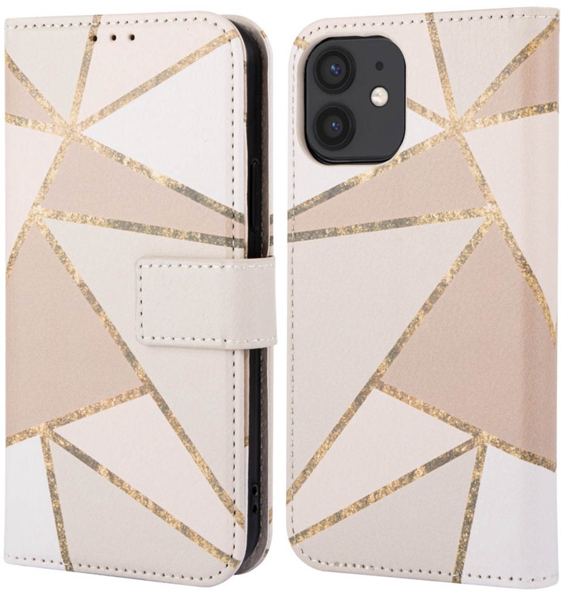 imoshion Hoesje - Geschikt voor Apple iPhone 11 - Design Bookcase smartphone - Beige Graphic
