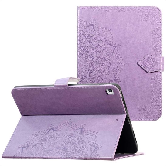 Étui pour tablette imoshion - Compatible avec iPad 9e génération (2021) 10,2 pouces / 8e génération (2020) 10,2 pouces / 7e génération (2019) 10,2 pouces - Bookcase Mandala pour tablette - Violet