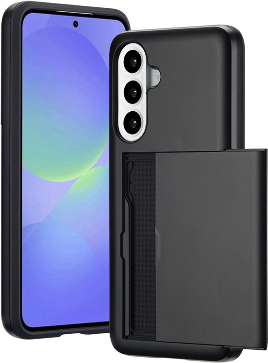 Étui imoshion avec porte-cartes - Compatible avec Samsung Galaxy A56 (5G) / A36 - Coque arrière avec porte-cartes - Zwart