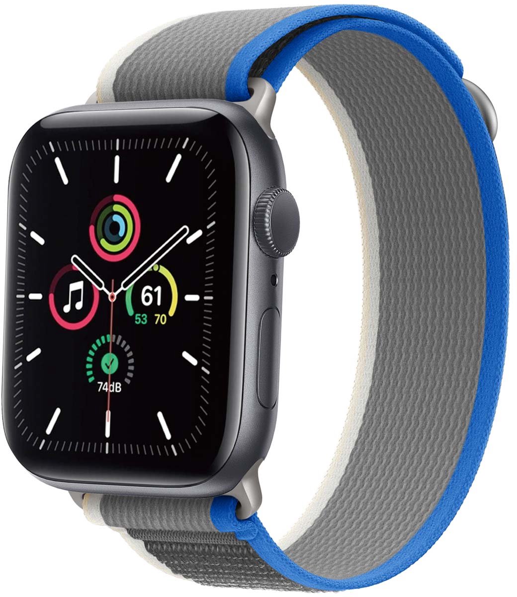 iMoshion Nylon Trail bandje geschikt geschikt voor Apple Watch Series 1 / 2 / 3 / 4 / 5 / 6 / 7 / 8 / 9 / SE - 38 / 40 / 41 mm - Blue Grey