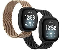 Milanees Watch bandje - Geschikt voor Fitbit Sense/ Versa 3/ Versa 4/ Sense 2 - Zwart