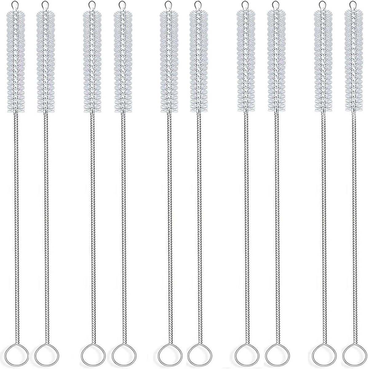 Kleurige Rietjes Schoonmaakset - Nylon Borstel voor Drinkrietjes - 12-delige Set