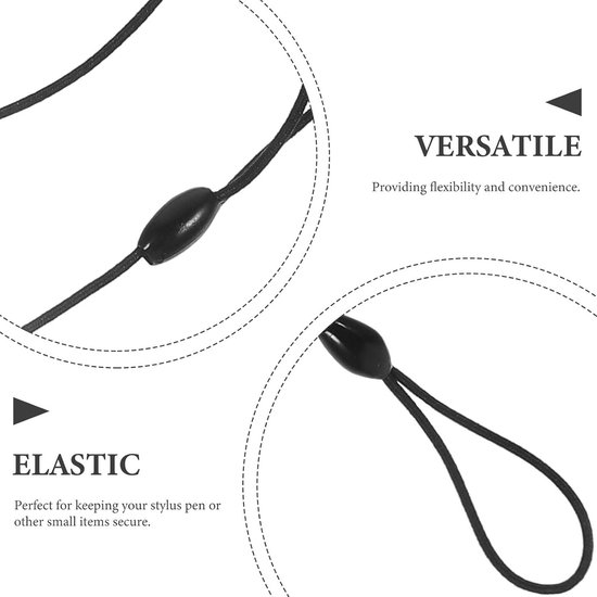 Allecta - Set van 10 draagriemen met veertouw voor stylus pen - Doodle string pin - Mobiele telefoon accessoire — afbeelding 2