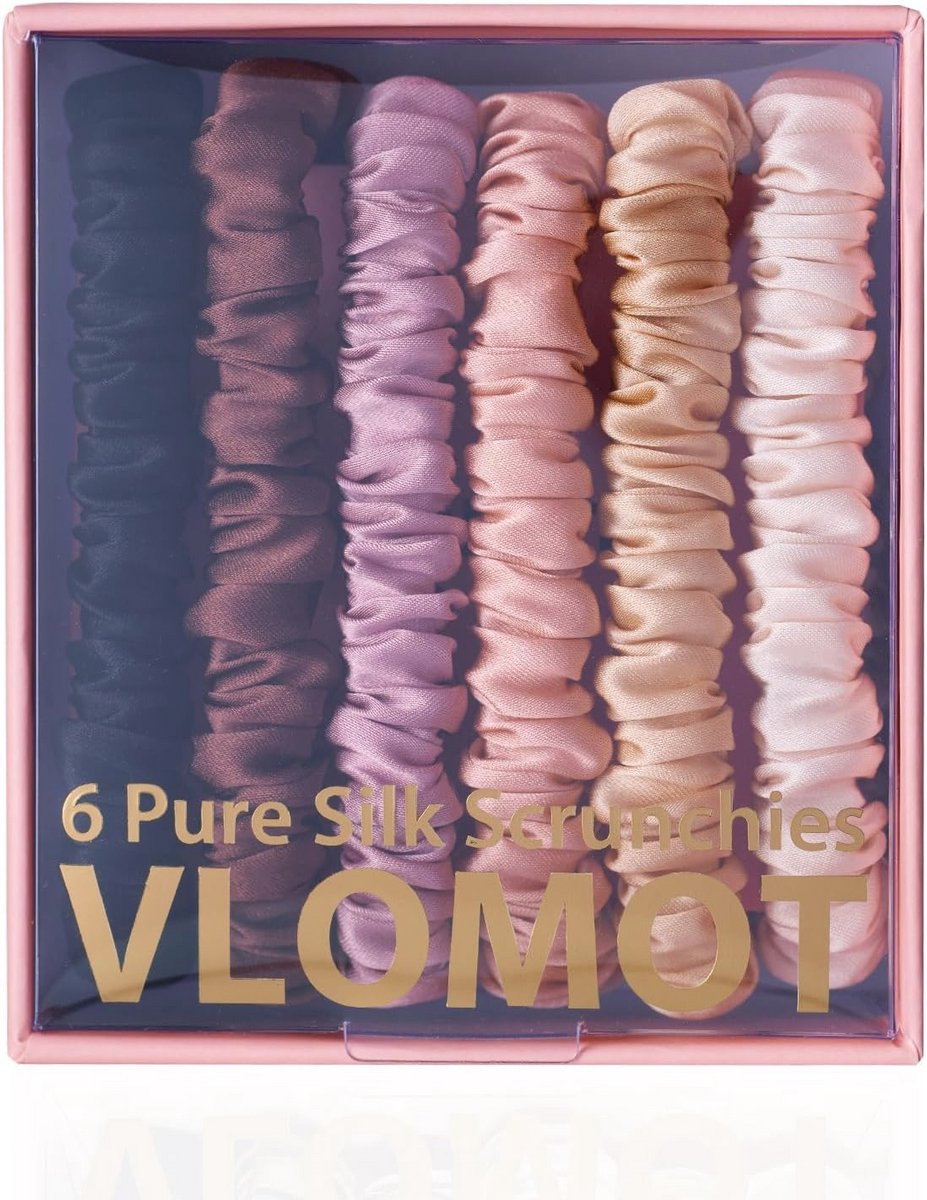 6-delige set van 100% pure moerbeizijde haaraccessoires in chique kleuren