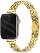 Slim Steel schakel bandje - Geschikt voor Apple Watch 1, 2, 3, 4, 5, 6, 7, 8, 9, 10, 11 (42 mm), SE - 38/40/41 mm - Goud