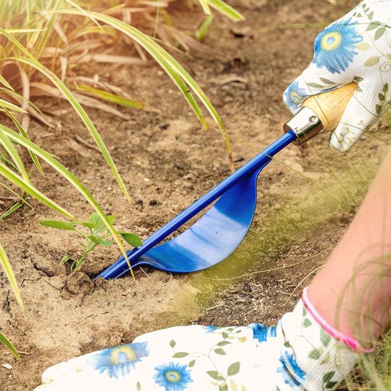 Efficiënte handmatige onkruidsteker van roestvrij staal met houten handvat (36,5 cm) — afbeelding 3