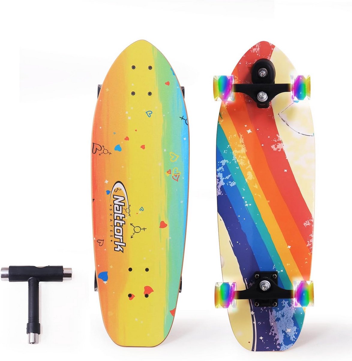 Complete Skateboard 29 inch Cruiser voor Beginners Dubbele Kick Functie Inclusief Montagemateriaal