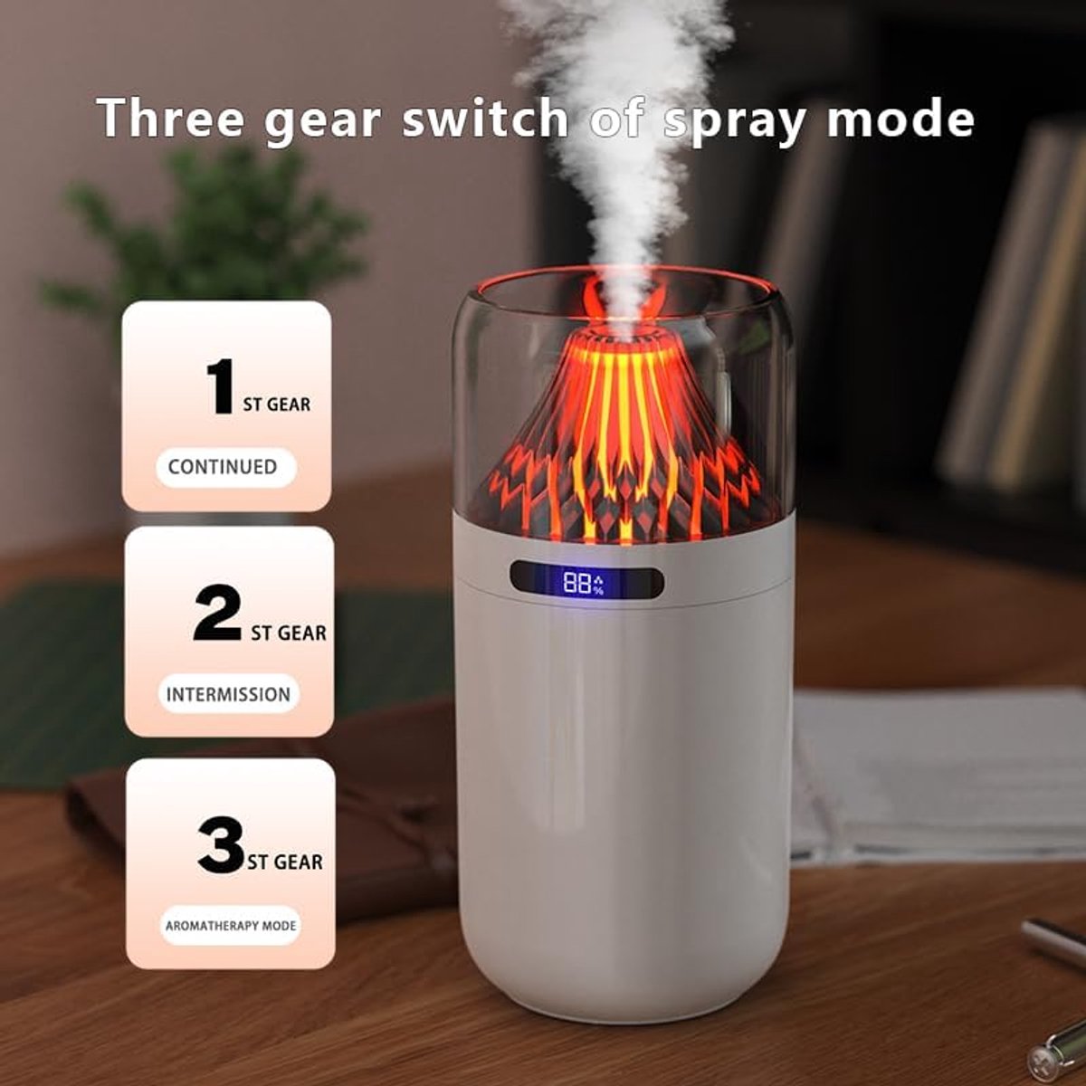 KZQ 360ML Etherische Olie Diffuser Luchtbevochtiger 7 Kleuren Vlam Sfeerlicht Stille Ultrasone Aroma Diffuser Voor Slaapkamer Kantoor Spa En Thuis Witte Mini Bevochtiger — cadeau in Wonen & Interieur - foto 6