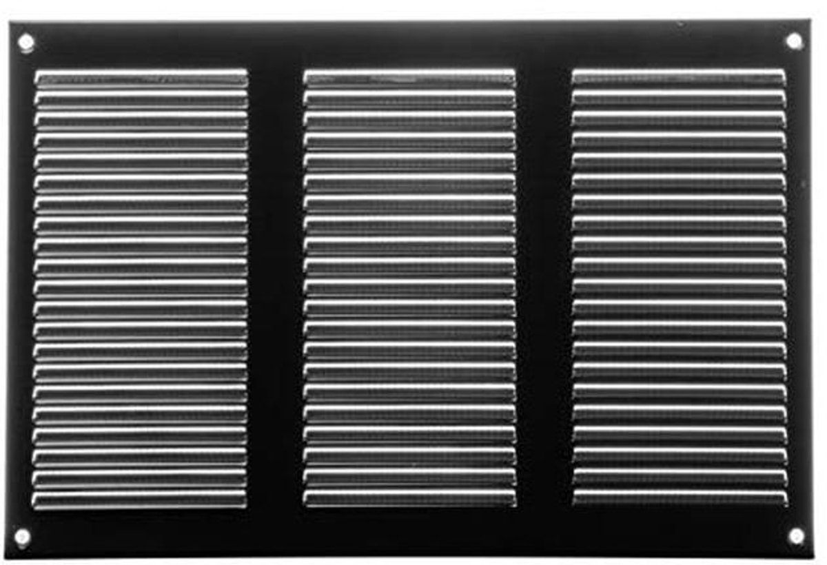 Stalen Luchtrooster met Insectenbescherming voor HVAC - 30 x 20 cm, Zwart