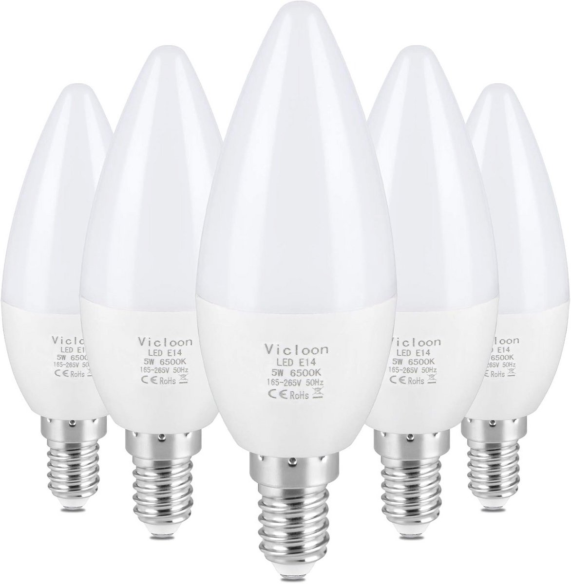 E14 LED Kaarslamp 5 Stuks - 5.5W Koud Wit 6500K, Vervangt 40W Halogeenlamp