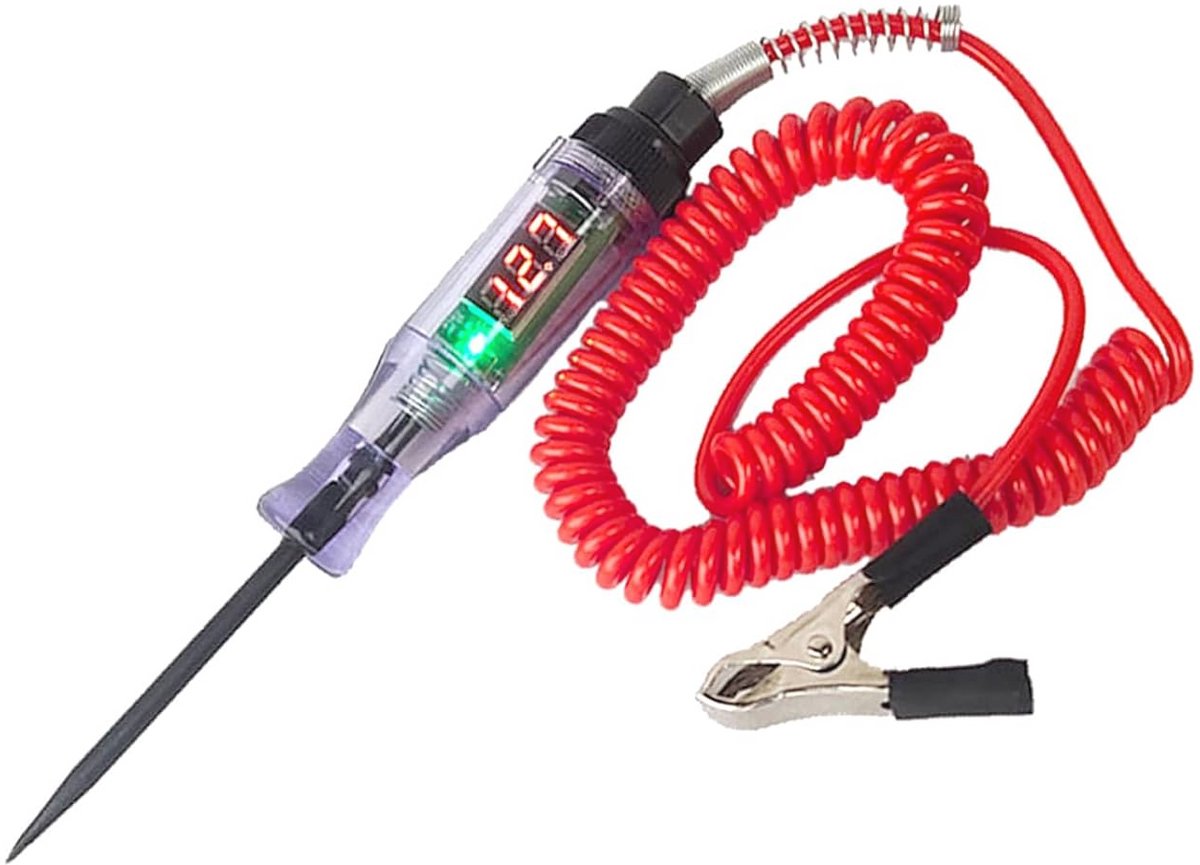 Digitale elektrische pen voor auto, 6 V-12 V-24 V DC, autocircuit tester met verlengd veerdraad, laagspanningstester