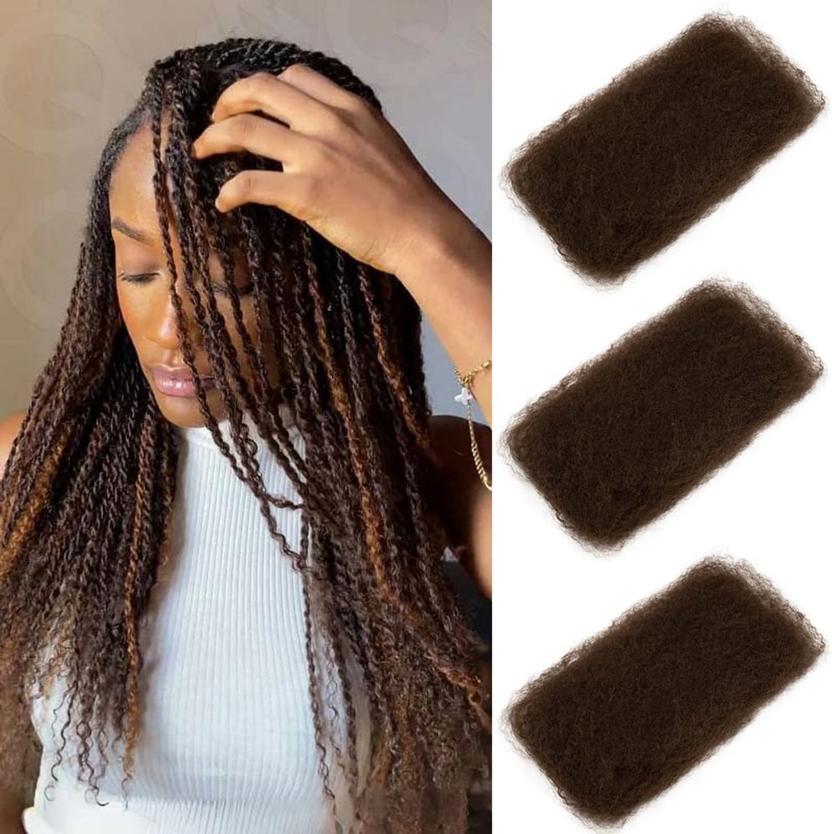 Lange Afro Kinky Vlas Haar Bundels voor Dreadlocks en Reparatie