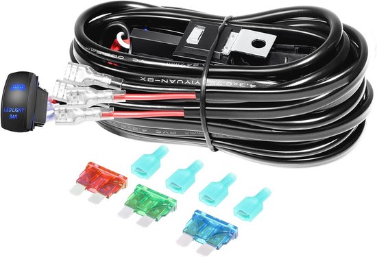 WinPower Universele LED Licht Kabelboom Relais Set met 1 of 2 Lampaansluitingen voor 12V Auto Hulpwerklampen met Afstandsbediening, 1 Stuks