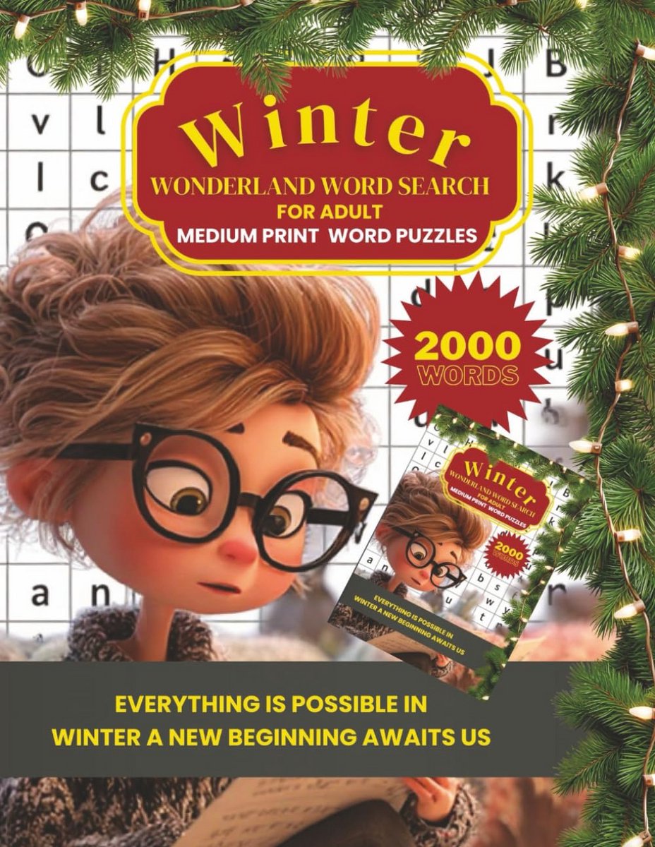 Grote Winter Puzzelboek Woordzoeker voor Volwassenen - Rustgevend en Gezellig Tijdverdrijf