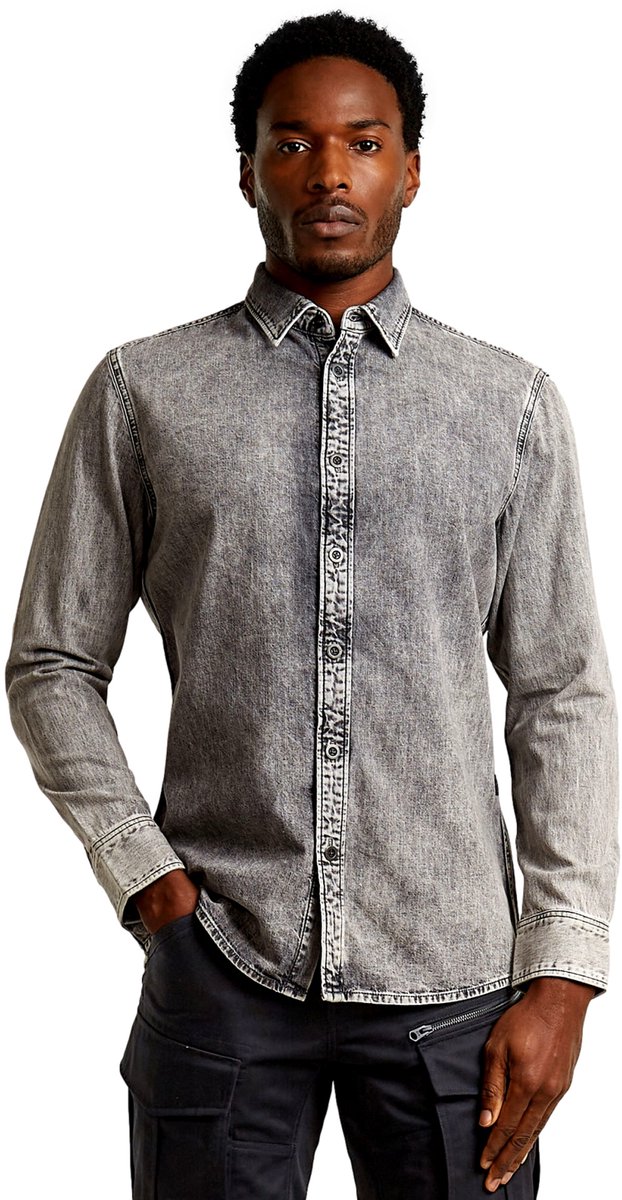 G-Star Clean slim shirt ls Heren Shirts Grijs