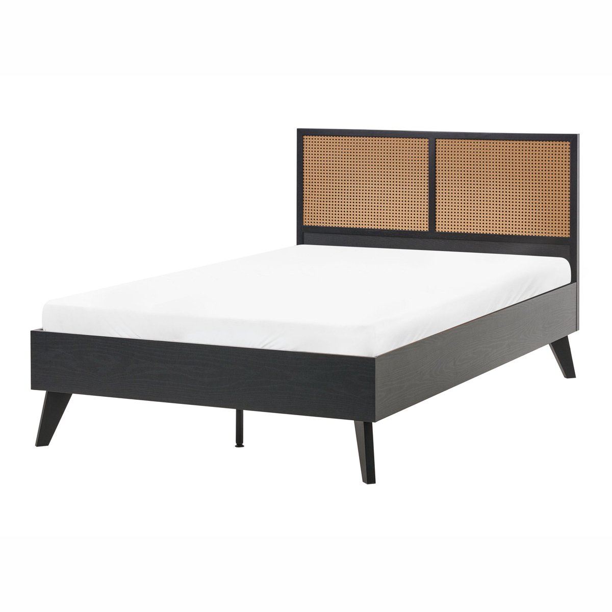 Beliani MONPAZIER - Tweepersoonsbed - Zwart - 120 x 200 cm - PE rotan