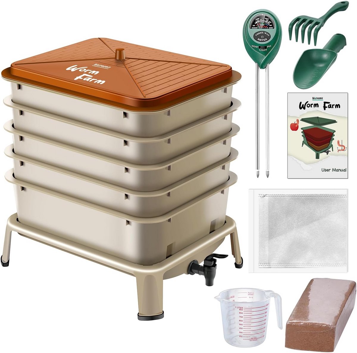 Wormcomposteerset met 5 Laden voor Efficiënte Vermicomposting