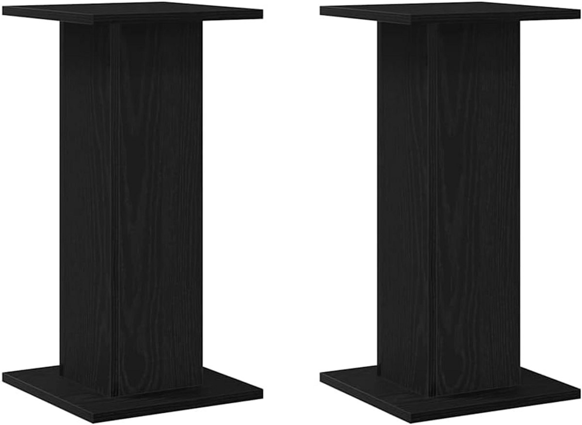 Stijlvolle Houten Luidsprekerstandaard Zwart Eiken 60cm Hoog Rechthoekig