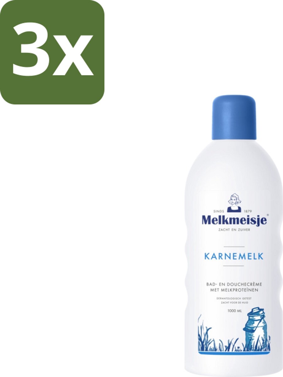 3 x Melkmeisje – Bad & Douche – Karnemelk – 1000 ml - Koffie - Koffiezetapparaat - Koffiezetapparaat