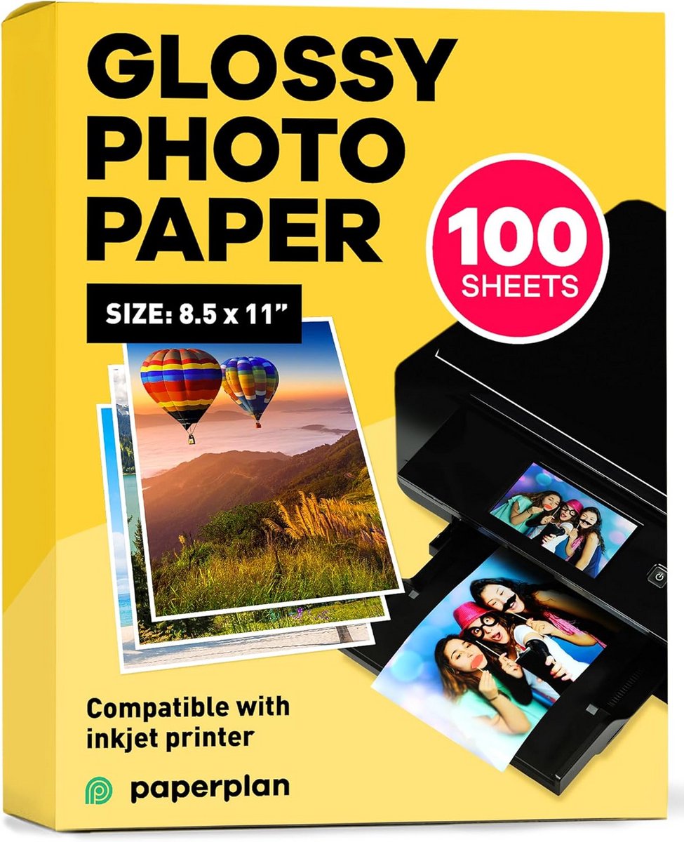 Glanzend Fotopapier 8,5 x 11 Inch voor Inkjetprinters - 100 Vellen