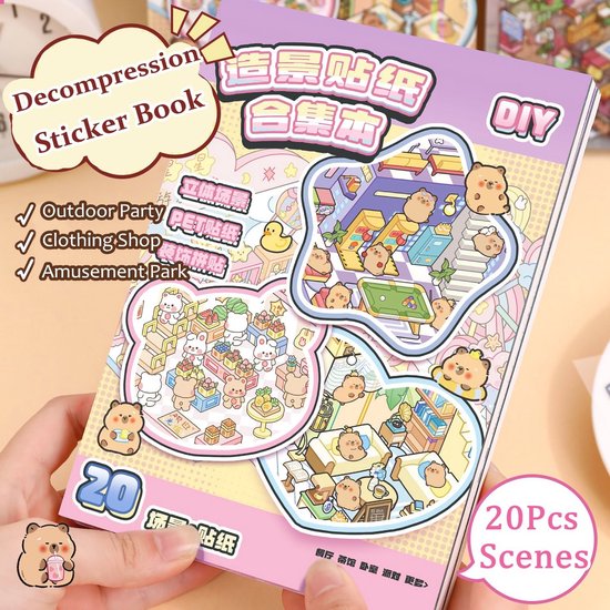 Sticker Scene - Autocollant De Maison Miniature De Dessin Animé