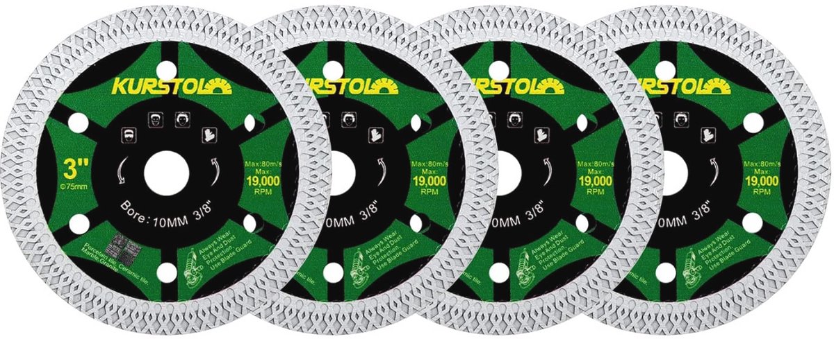 Super dunne diamant snijdschijven 75 mm - 4 stuks voor keramische en marmeren tegels