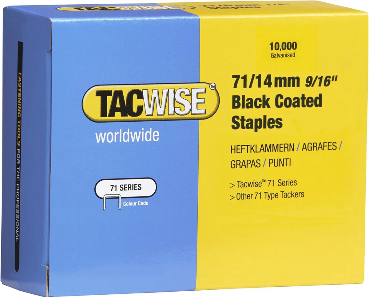 Zwarte nietjes 71/14 mm - 10.000 stuks voor kussentoepassingen