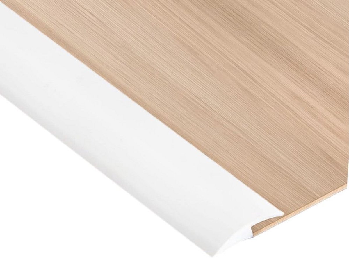 Zelfklevende PVC Laminaat Vloerstrip - 2 Meter Tapijt Trim en Drempel Overgang (Wit, 5 mm)