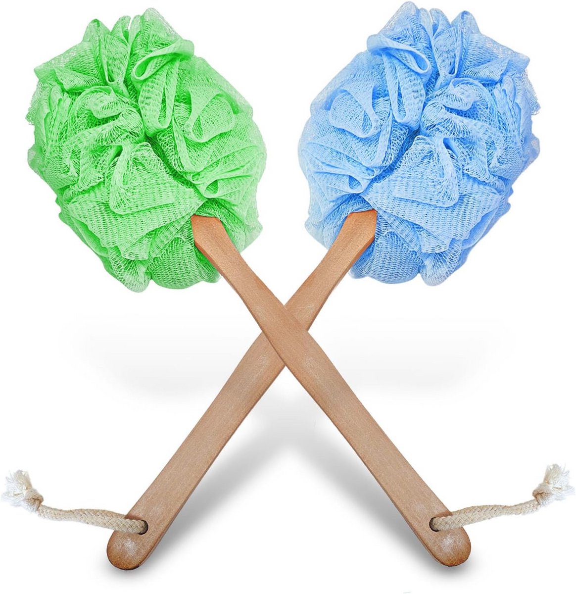 Exfoliërende Loofah met Handvat - 2-Pack Doucheborstel voor Lichaamsmassage