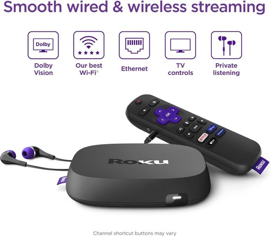 Roku Ultra LT (2023) HD/4K/HDR Dolby Vision Quad-Core streaming-speler met HDMI-kabel, hoofdtelefoon, spraakafstandsbediening met privé luisteren, Ethernet — afbeelding 4