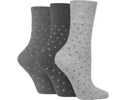 SockShop Gentle Grip dames bloemen gevlekt patroon gestreepte honingraat top katoenen sokken 3 paar verschillende kleuren maat 4-8