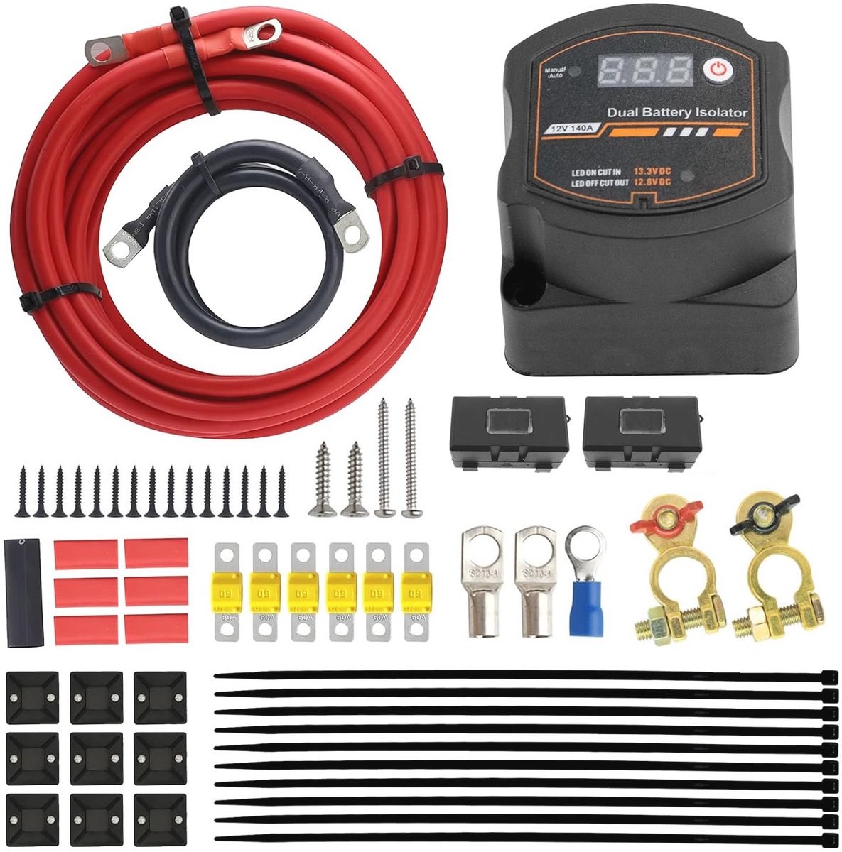 Batterij-scheidingsrelais 12V met LED-scherm voor auto en caravan - Dual Smart Relais 140A