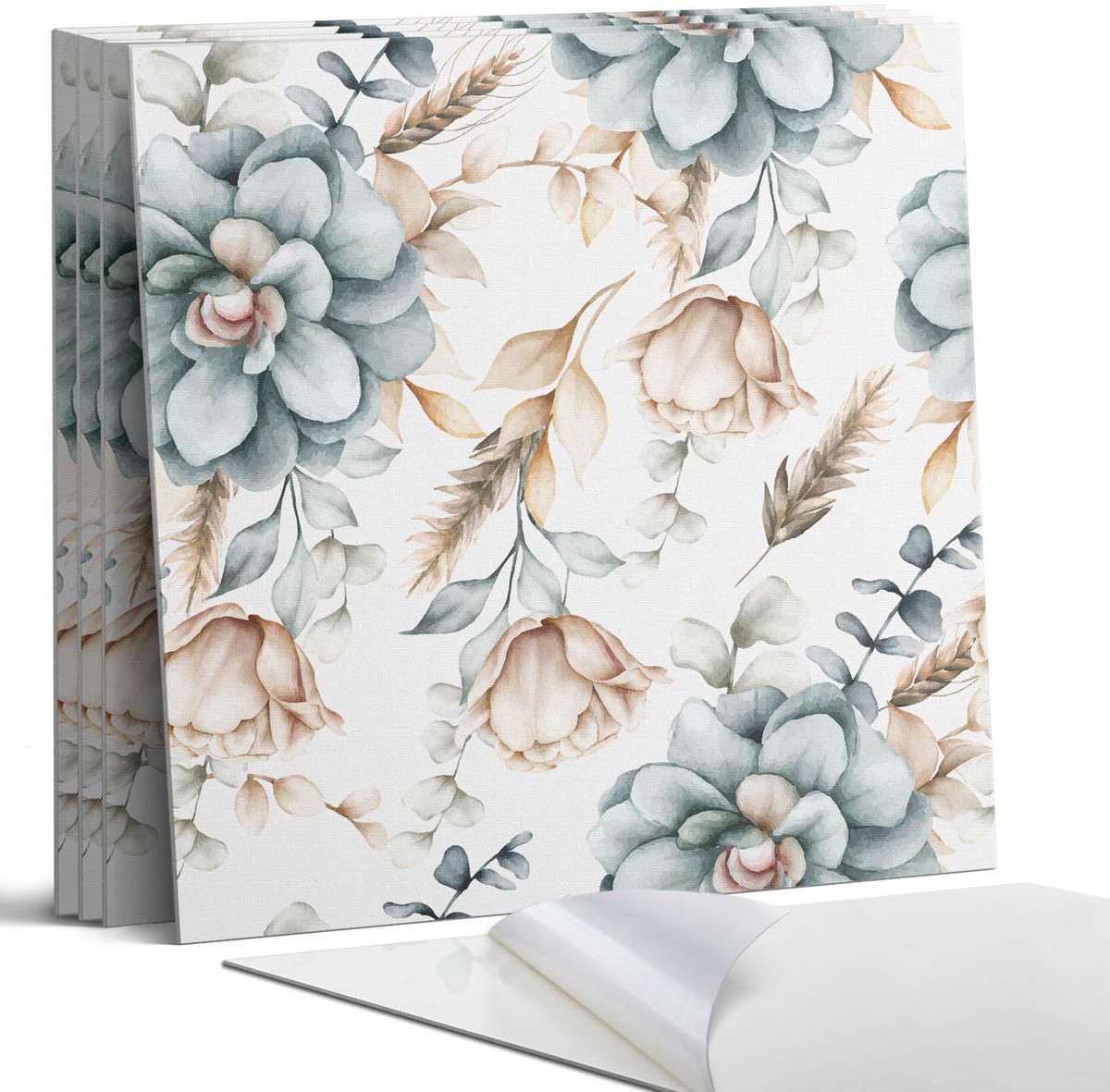 Coloray Wandpanelen Zelfklevend - Bloemenpatroon Zelfklevende Wandpanelen - 50 cm x 50 cm