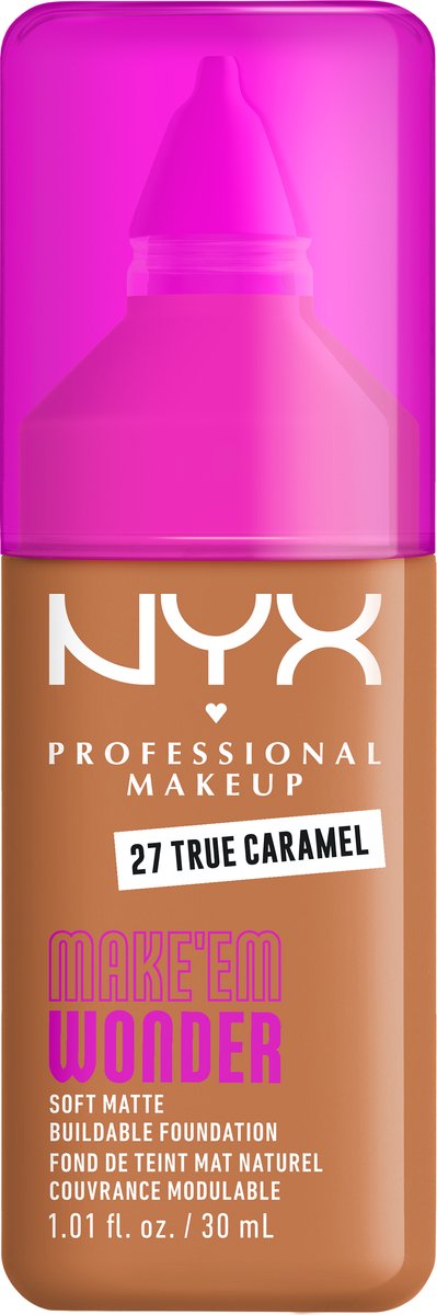 NYX Professional Make Up Make 'EM Wonder Foundation - Zachte matte finish - Met huidverzorgende hyaluronzuur - True Caramel